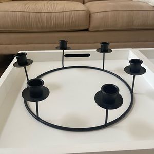 Black wrought iron candlestick holder